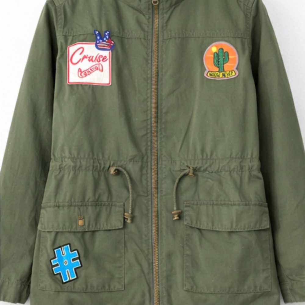 M Miss London Army Green Utility Cargo Jacket Patch Detail | Juniors XL